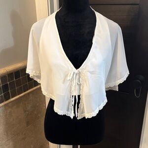 Cotton Candy Cream Lace Trim Blouse